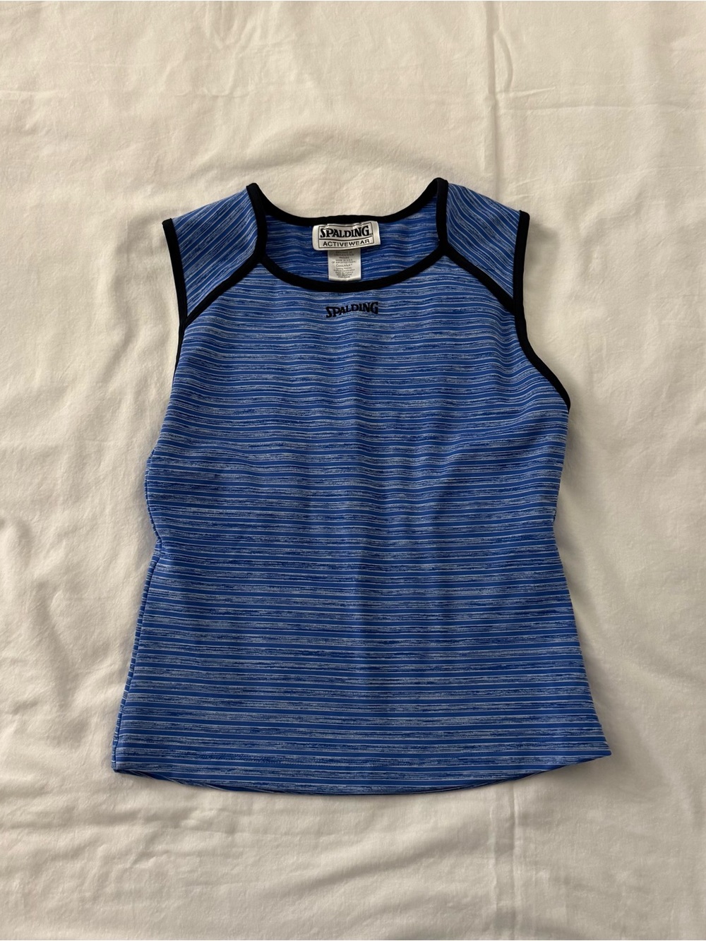 Y2K Spalding blue and black striped tank top in a M